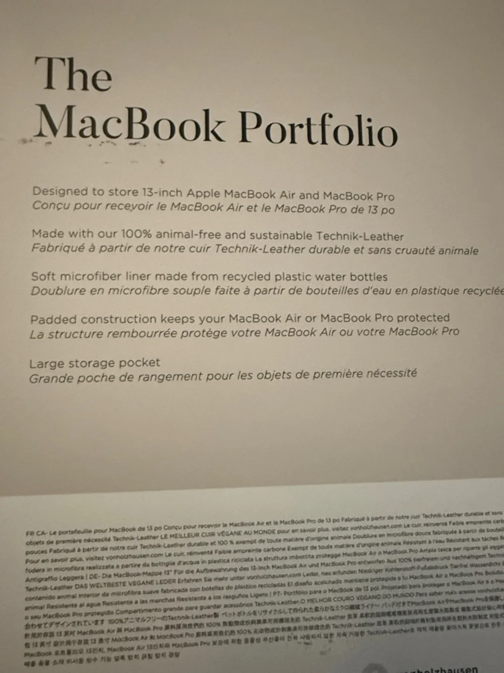 VAN HOLZHAUSEN The MacBook Portfolio Vegan Leather Case ~ New